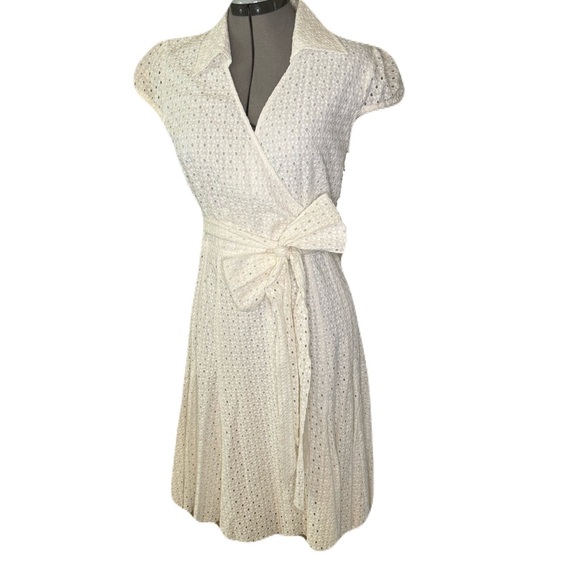 Karen Kane Dresses & Skirts - Karen Kane White Eyelet Wrap Dress